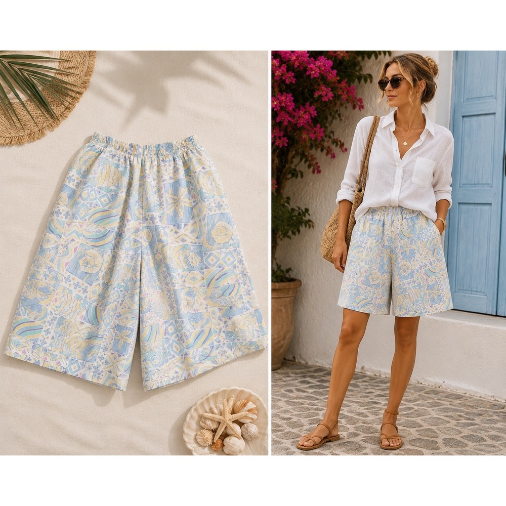 Vintage Jantzen Coastal Grandmother Seashell‎ Resort Shorts Cottagecore Size 16